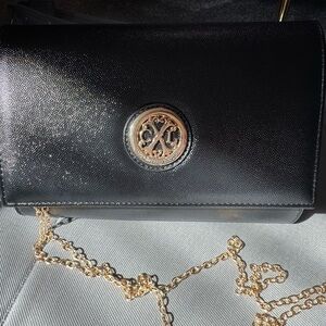 Christian Lacroix Black Clutch with Gold Accents